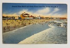 General View Beach And Ocean Front From Pier Ocean City, New Jersey Postcard Vtg picture