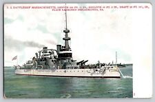 USS Navy Battleship Massachusetts Vtg UDB US Ship Postcard early 1900s Pre WWI picture