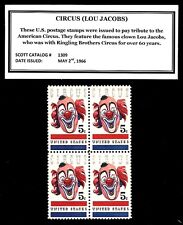 1966 - CIRCUS CLOWN LOU JACOBS Mint -MNH- Block of Vintage Postage Stamps picture
