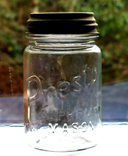 Antique Presto Supreme Mason Jar and Cap Blown Owens Illinois Glass 1934 Dated picture