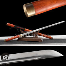 Red Wood Chinese Tang Dao Folded Steel Straight Blade Sword simple elegant style picture