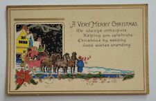 Postcard A Very Merry Christmas We Always Anticipate Horse Carrage Houses picture