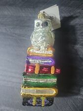 Vintage NEW Christopher RADKO 1997 HOO DUNNIT Glass Ornament 97-194-0 Owl Books picture