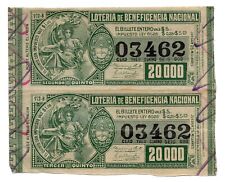ORIG UNCUT PAIR OF JULY 1912 ARGENTINA LOTTERY TICKETS - LOTERIA DE BENEFICENCIA picture