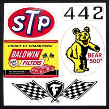 STP Baldwin Filters Firestone Bear Racing Decal / Auto Sticker Set c1968 Scarce picture