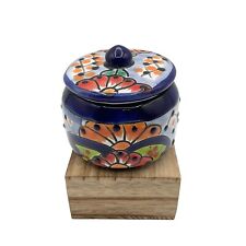 Mexican Talavera Hand-Painted Pottery Lidded Sugar Bowl or Trinket Box Lead Free picture