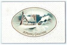 1912 Merry Christmas Houses On Winter Clapsaddle Ithaca NY Antique Postcard picture