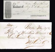 Civil War Era Documents, Check & Recipt, Boston, 1862-63, Original picture