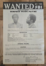 Winfred Wade Payne 1976 FBI Wanted Poster - Black Panther Party Bank Robber picture