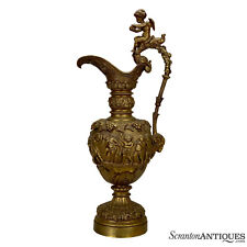 Vintage French Rococo Bronze Ewer Urn w/ Cherub Motif picture