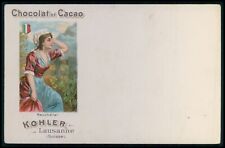 aa advertising Kohler cocoa and chocolate original old 1890s Swiss postcard picture