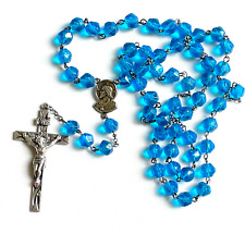 Vintage Sterling Silver and Blue Faceted Crystal Bead Rosary Swift & Fisher picture
