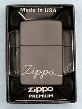 Zippo Windproof Script 48979 Design Black Matte Zippo Lighter NEW picture