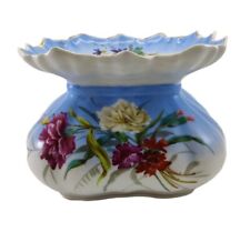 Antique Floral Porcelain French Ladies Spitoon Blue White Scalloped  picture