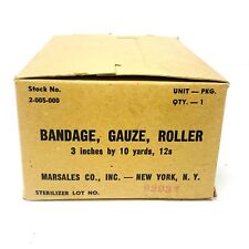 12 pcs Army Surgical 6510-200-5000 Roller Gauze Bandage 3 in x 10 yd, Dated 1953 picture