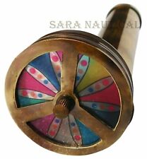 Vintage Antique Brass Double Rotating Wheel Kaleidoscope Handmade Nautical Gift picture
