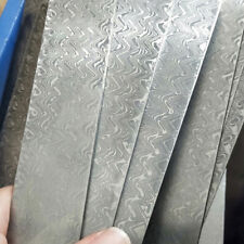 1PC Handmade Damascus Steel Billet Knife Blank Blade Making Bar Wave Pattern 6in picture