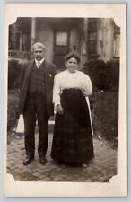 RPPC Edwardian Couple Posing in Marietta Man Striped Suit c1908 Postcard C21 picture