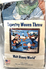 Disney World Vintage Tapestry Woven Throw Minnie Donald RN84167 Winter Holidays picture