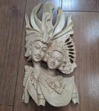 Balinese Indonesian Janger Dance Wood Love Statue Figure Man Woman King Queen picture