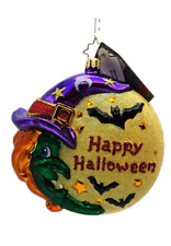Christopher Radko Bewitched Halloween Medallion Witch Bat Ornament 1015966 picture