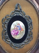 VTG Oval Medallion Victorian Courting Couple Frame w/in Frame Wall Art Signed picture