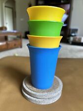 Set of 4 Vintage Tupperware Kids Bell Tumblers Cups 7-oz #109 USA Retro Colorful picture