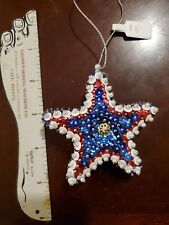 4th Of July Americana Sequin Christmas Star Ornament Handmade picture