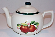 9 inch Casuals by China Pearl Ceramic Apple Pattern Pearl White Tea Pot w/ Lid picture