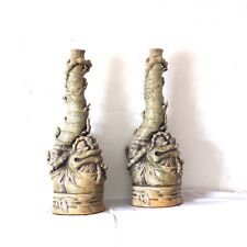Pair Of Vintage Glazed Chinese  Ceramic Candle Holders  picture