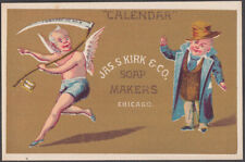 Jas S Kirk Soap Chicago trade card Grim Reaper angel w/ scythe 1880s picture