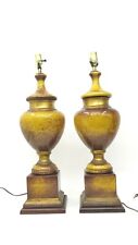 Vtg Mid Century Hollywood Regency Monumental XL Ceramic Urn Trophy Lamps Pair  picture