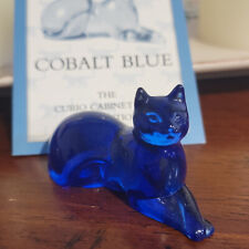Cobalt Blue Cat Kitty Figurine The Franklin Mint Curio Cabinet Collection 1986 picture