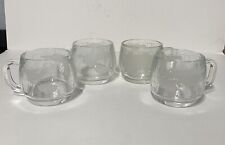 Set Of 4 VTG Nestle Nescafe Clear Glass World Globe  Etched Coffee Mug Cup 70’s picture