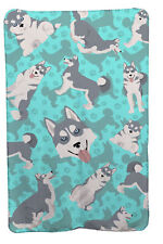 Grey Siberian Husky Soft Travel Blanket with Bag MLM1073TBLT picture
