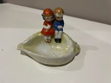 Vintage Japan Lusterware Couple Seashell Ashtray Trinket Dish Figurine picture