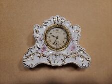 Working 1800s NEW HAVEN Miniature Victorian Porcelain Wind-Up Mantel Clock picture