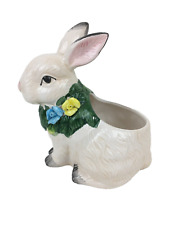 Vintage Bloom Rite Bunny Rabbit with Flowers Hand Painted Planter New Baby picture