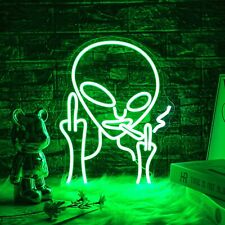 LED Alien Neon Sign: Green Aesthetic Room Decor for Bedroom, Bar, Party (USB) picture