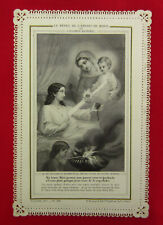 Antique JESUS MARY Lace Holy Card MOST HOLY HEART OF JESUS French Prayer Card picture