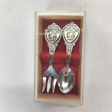 Vintage Souvenir Spoon Fork Canada Collectibles New Brunswick  2.5” Flowers picture