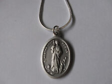 Silver St Martha Medal Italy 925 sterling chain necklace + Laminated Prayer Card picture