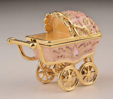 Keren Kopal Pink Baby Carriage Trinket  Box Decorated with Austrian Crystals picture