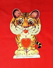 Early 1930's Mechanical Valentine Postcard, Eyes, Face & Ears Move, Tiger, Heart picture