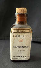 Vintage Sulfonmethane Medicine Bottle Brewer&Co Worcester, MA. Sedative Hypnotic picture