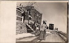 RPPC Pikes Peak Colorado Train Tower Edwardian Woman large Hat Postcard Y17 picture