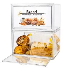 2pcs Large Bread Box For Kitchen Countertop Stackable Double Layer Bread Storage picture