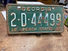 License Plate Tag Georgia GA 1968 2 D 44499 “Peach State” Rustic USA picture
