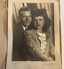 Vintage 1940s Photo Black White Happy Smiling Couple Iconic 40’s Style Signed picture