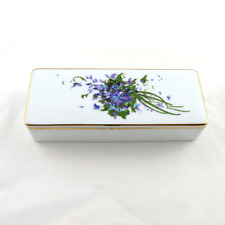Vintage Bonwit Teller Trinket Box Porcelain Violets picture